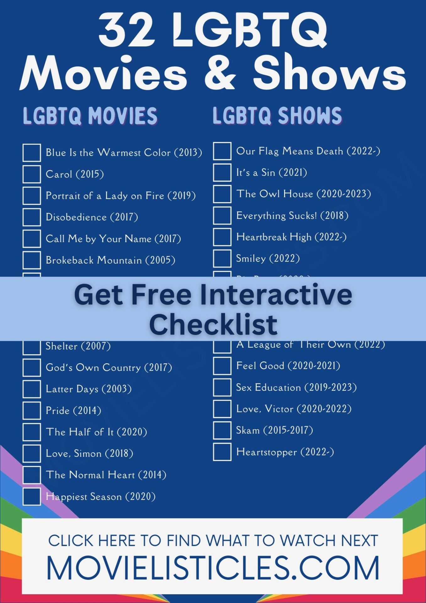 LGBTQ Movies and Shows Checklist