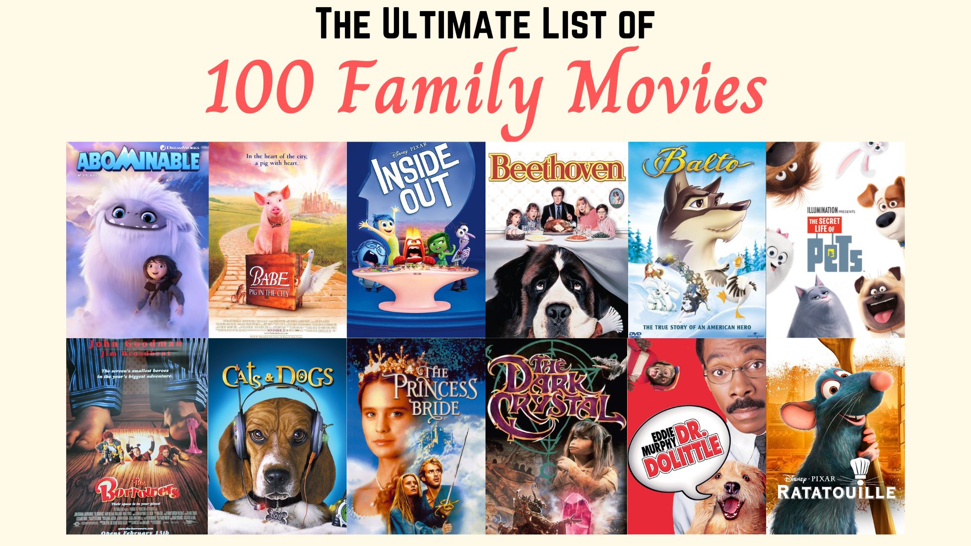 The Ultimate List of 100 Family Movies for Family Movie Night with Kids of All Ages