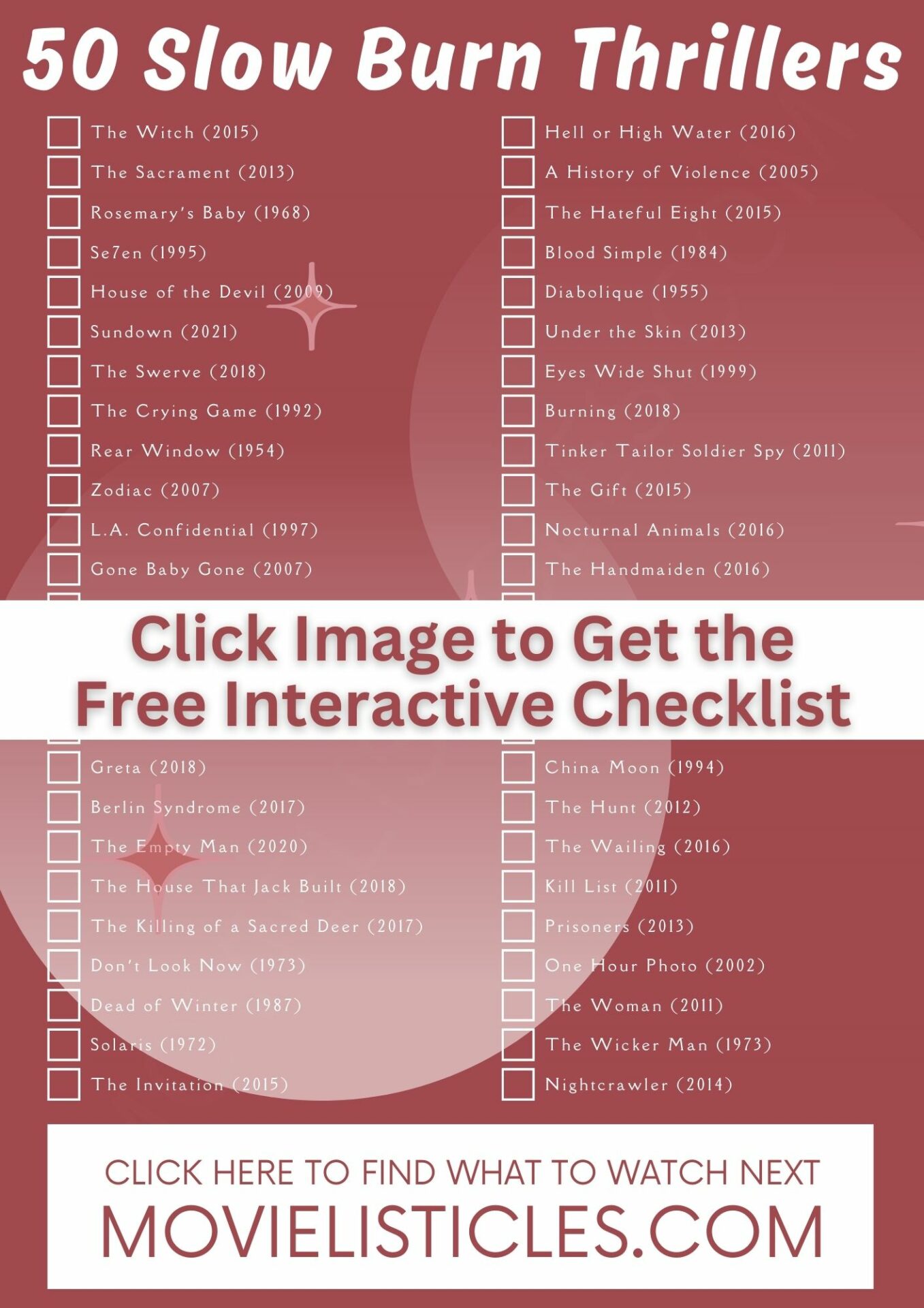 Slow Burn Thriller Movies Checklist
