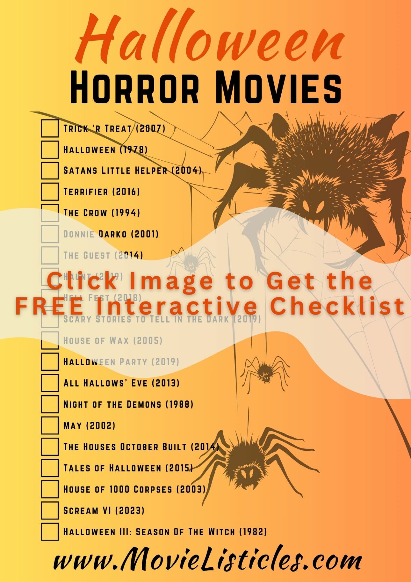 checklist of horror movies that take place on Halloween