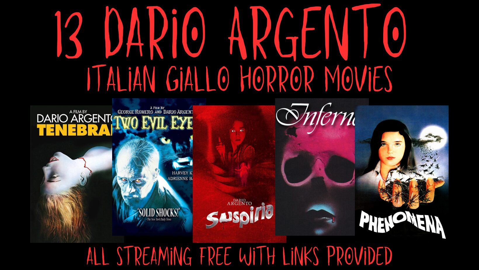 13 Dario Argento Movies Streaming FREE: Vintage Italian Giallo Horror Films