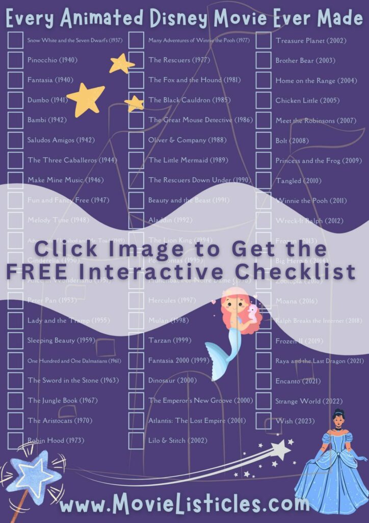 animated disney movies checklist