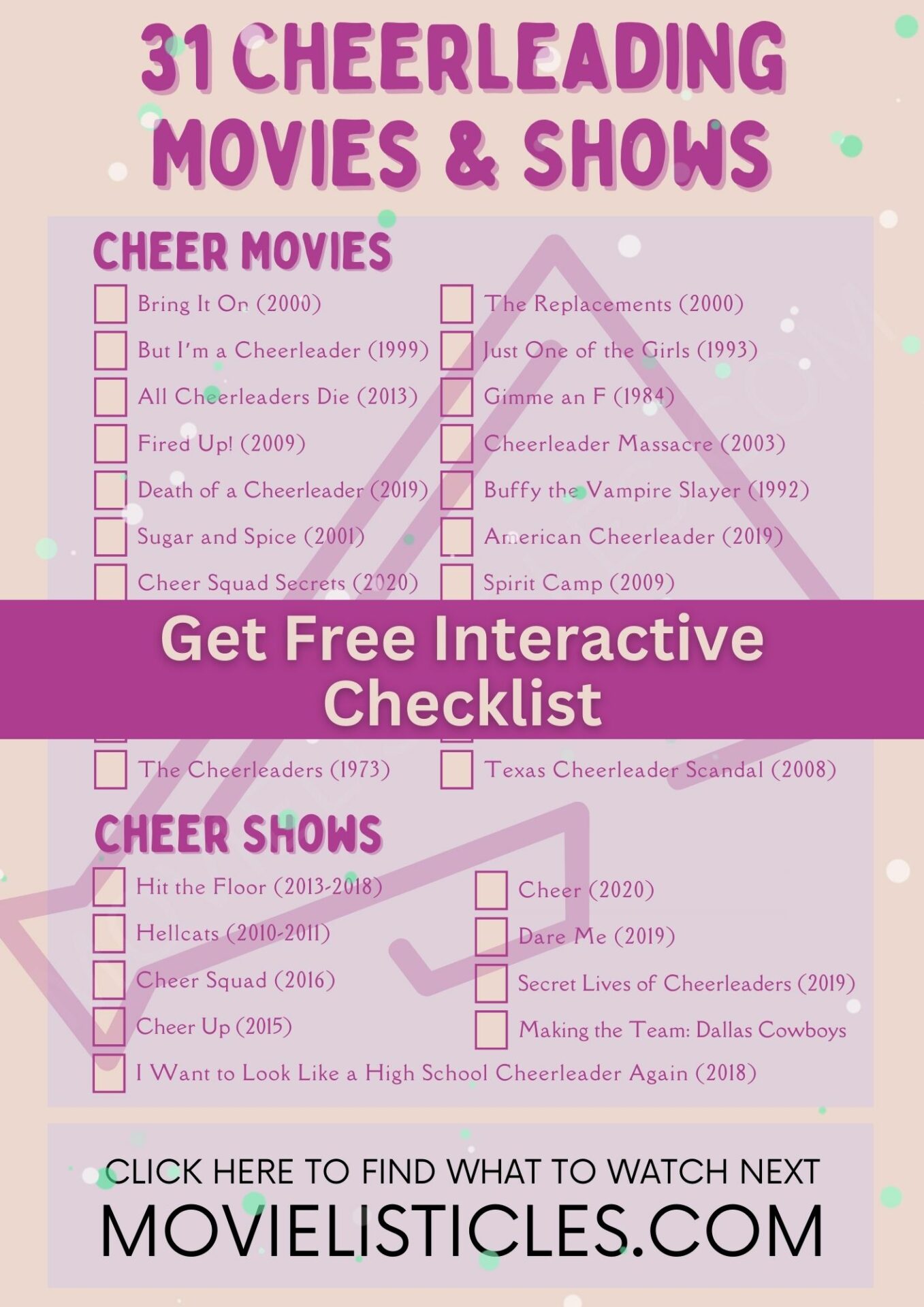 Cheerleading Movies and Shows Checklist