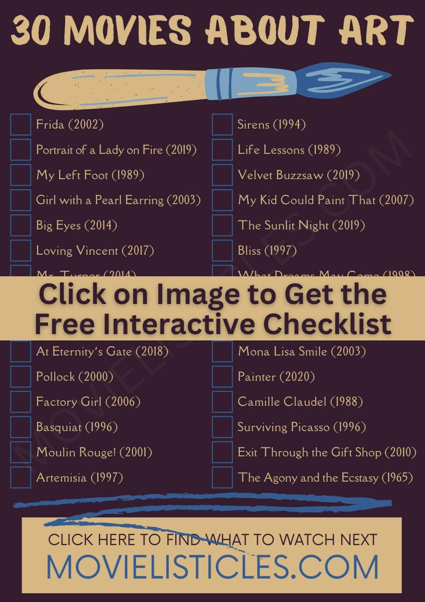 Movies About Art Checklist