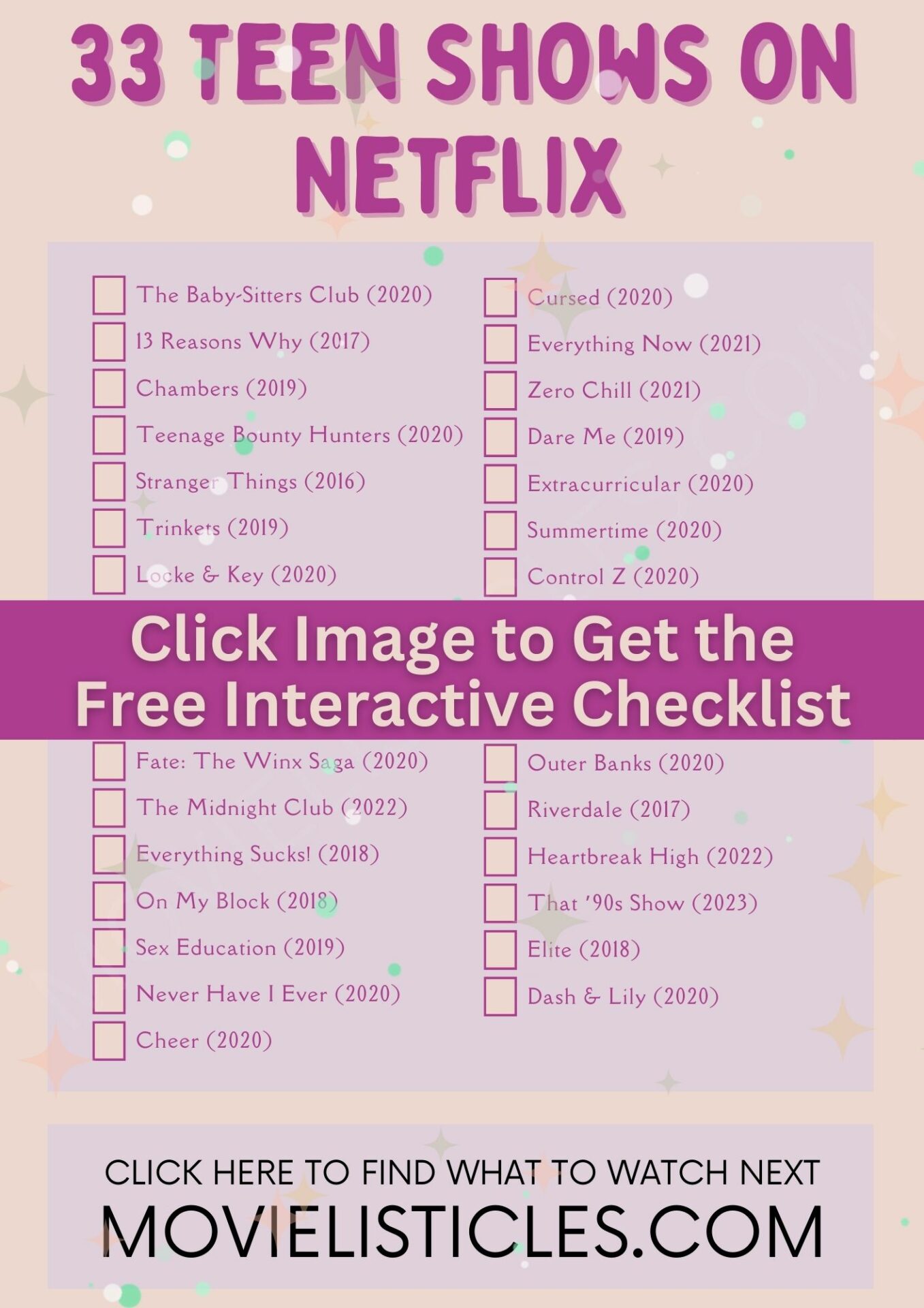 Teen Shows on Netflix Checklist