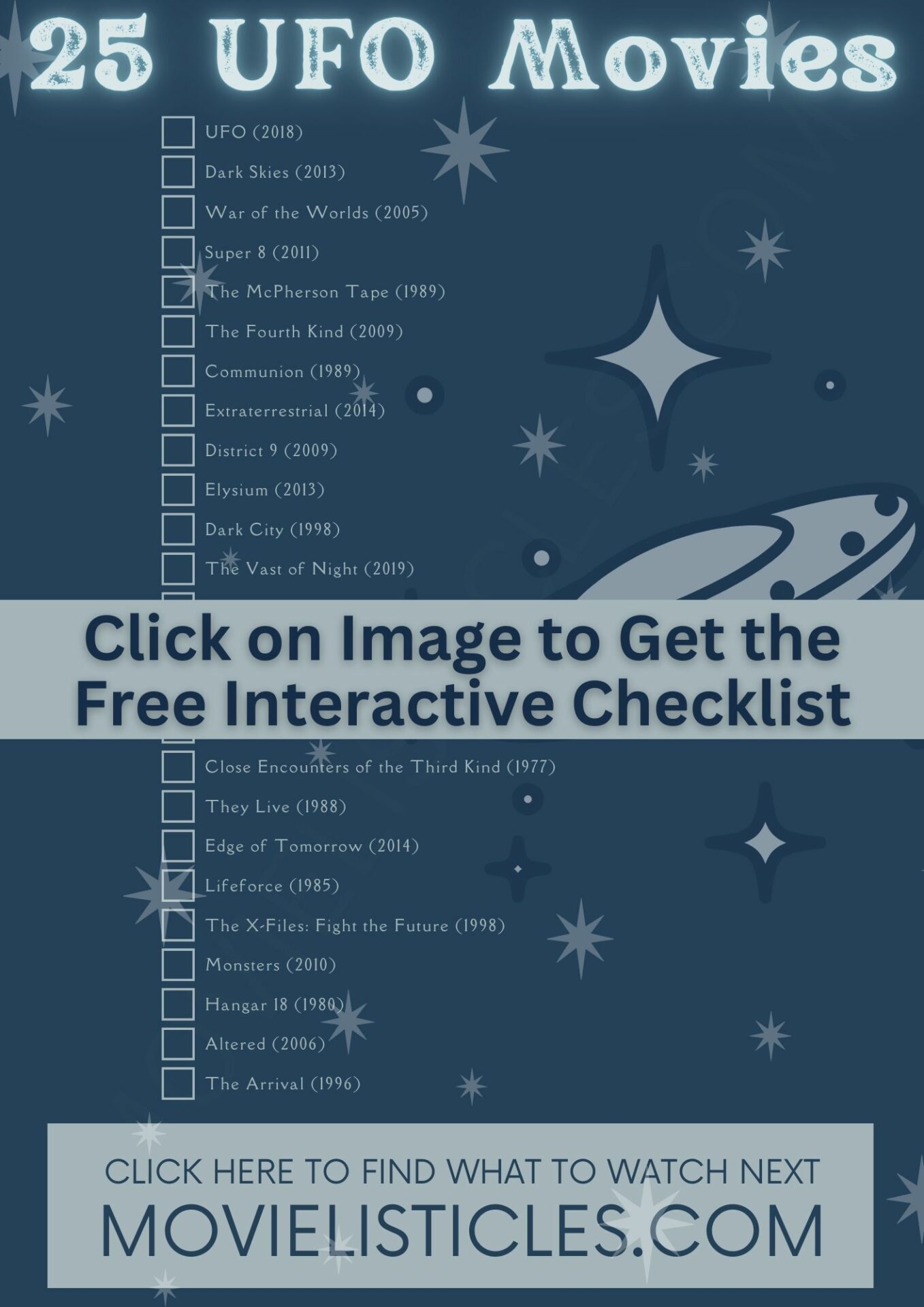 UFO Movies Like Fire in the Sky Checklist